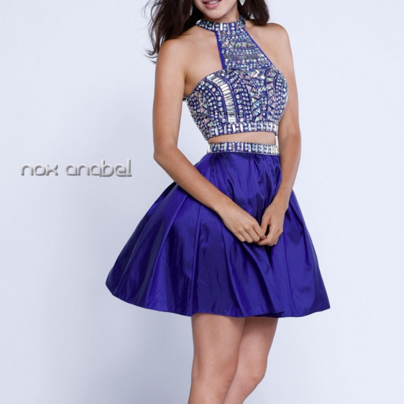 Halter Neckline Royal Blue Bridesmaid Dress NX6053 - Picture 1 of 3